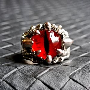 Silver/Red tiger eye ring Sz 8